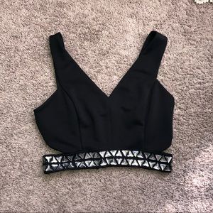 Black Jewel Embellished Crop Top